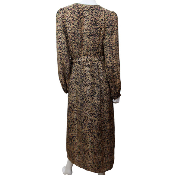 Emerson Fry Juliette Dress Midi Little Cheetah Silk Leopard Wrap 12 14 large - Picture 6 of 9